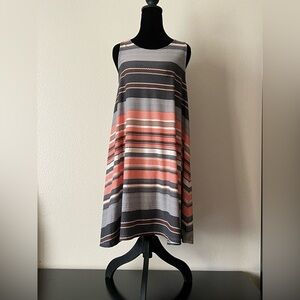 Sleeveless Beach Casual Racerback T- Shirt Striped Lightweight Knit Dress Sz Lg